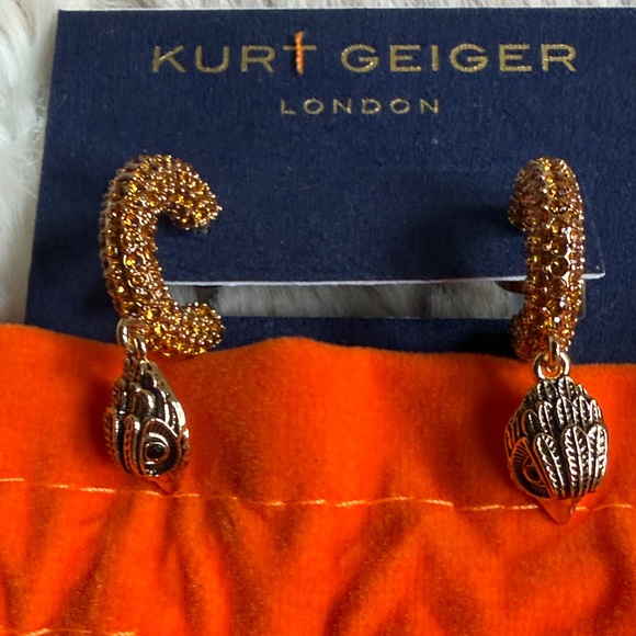 Kurt Geiger Vibrant Orange Pouch with Gold Accents earrings - Picture 2 of 5